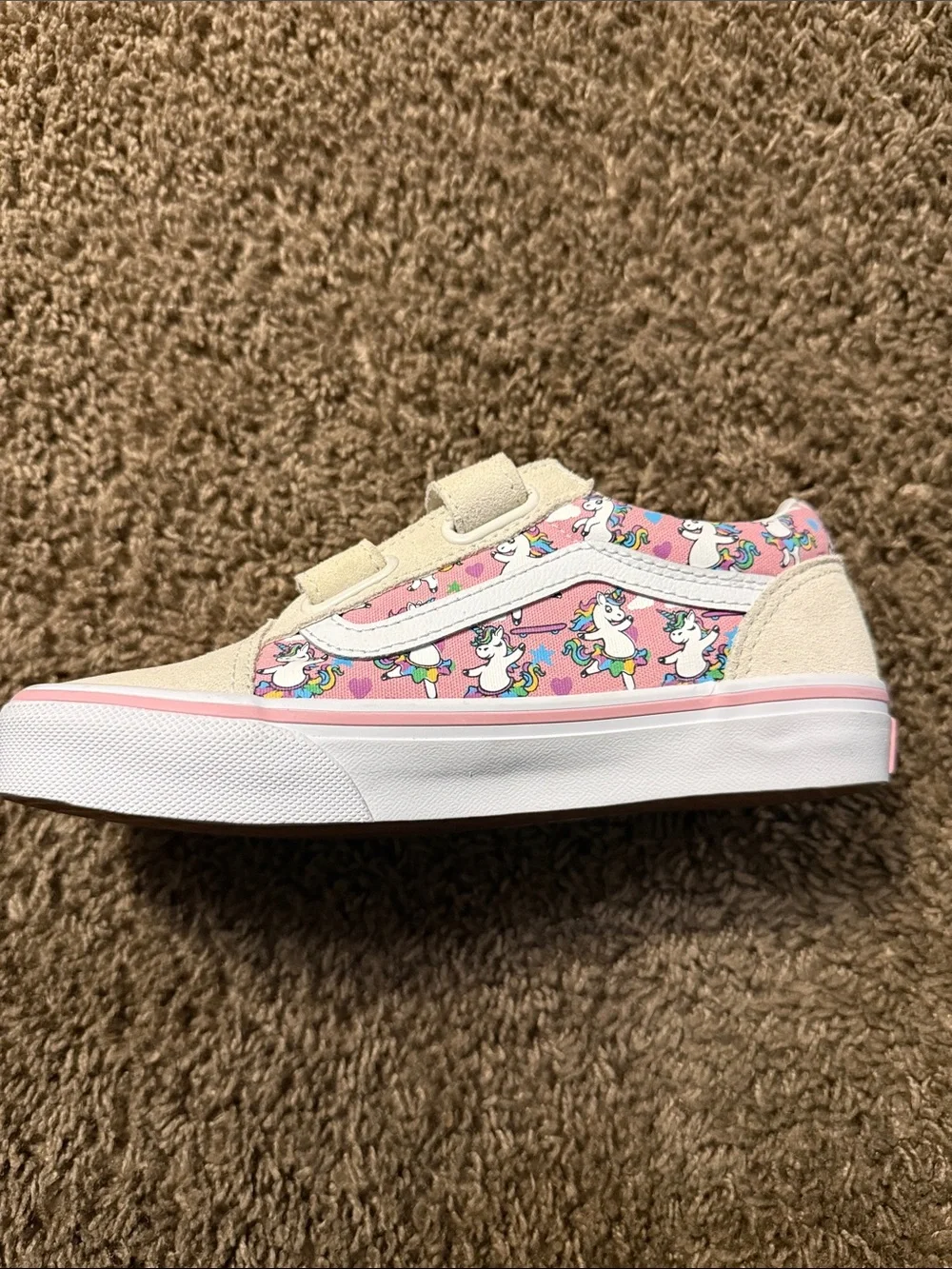 Vans Kids Unicorn Print Pink Velcro Sneakers size 2.5 kids